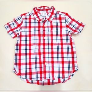2T Baby Gap Kids button-down plaid shirt red/white/blue